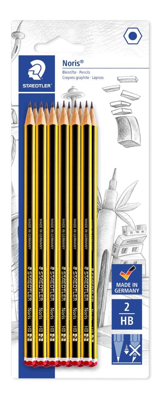Staedtler Noris 120 Pack de 12 Lapices de Grafito Hexagonales HB - Resistencia a la Rotura - Madera de Bosques Sostenibles