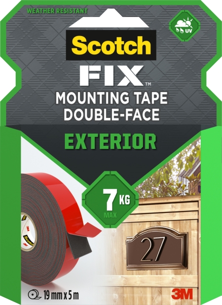 Scotch-Fix Cinta de Montaje de Doble Cara para Exteriores - 19mm x 10m - Color Negro