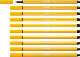 Stabilo Pen 68 Rotulador de Punta de Fibra - Trazo de 1mm aprox. - Tinta con Base de Agua - Color Amarillo · Pack de 10 uds.