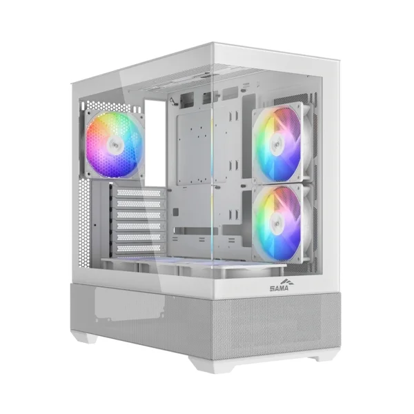 Sama V40 Caja Torre ATX - Lateral Cristal Templado - 2 x USB-A 3.0, USB-C 3.1 - 1 x Audio 1 x Micro - 6 Ventiladores ARGB - Color Blanco