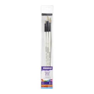 Daler Rowney Graduate Pack de 3 Pinceles para Oleo - Pelo de Cerda Natural - Mango Largo