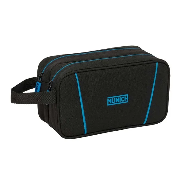 Safta Munich Road Neceser de 5L - 2 Compartimentos con Cremallera - Asa Lateral - Adapatable a Carro - 260x125x150mm - Color Negro