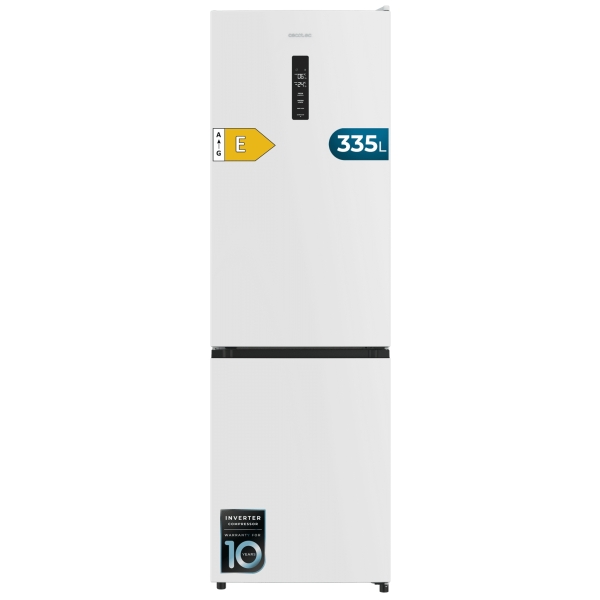 Cecotec Bolero CoolMarket Combi 335 White E Frigorifico Combi - 335L - Luz LED - Compresor Inverter - Congelacion Ultrarapida - Silencioso - Frio Envolvente - Clase E - 195.3x59.5cm - Color