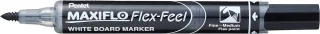 Pentel Maxiflo Flex-Feel Rotulador para Pizarra Blanca - Punta Flexible 4.6mm - Trazo de 1 a 5mm - Dosificacion de Tinta mediante Embolo - Color Negro · Pack de 12 uds.