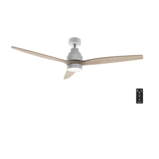 Cecotec EnergySilence Aero 5300 WhiteandWood Design Ventilador de Techo con 3 Aspas y Luz - 40W - Diametro de 52" - LED con 2 Tonos - Temporizador - 6 Velocidades - Modo Invierno - Color Bla