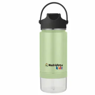 Safta Real Madrid Botella Isotermica - Capacidad 420ml - Pajita Interior - Revestimiento Interior de Cobre - Tapa Antifugas - 12h Caliente - 24h Frio - 7x24cm - Color Verde