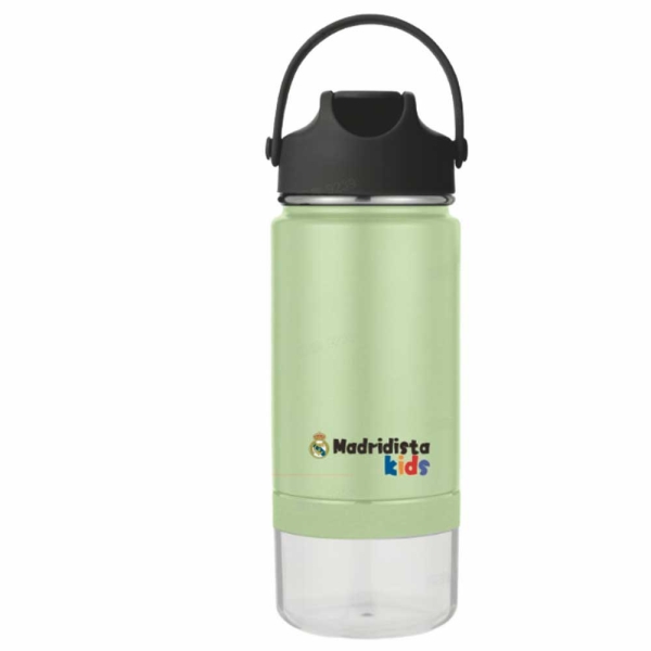 Safta Real Madrid Botella Isotermica - Capacidad 420ml - Pajita Interior - Revestimiento Interior de Cobre - Tapa Antifugas - 12h Caliente - 24h Frio - 7x24cm - Color Verde