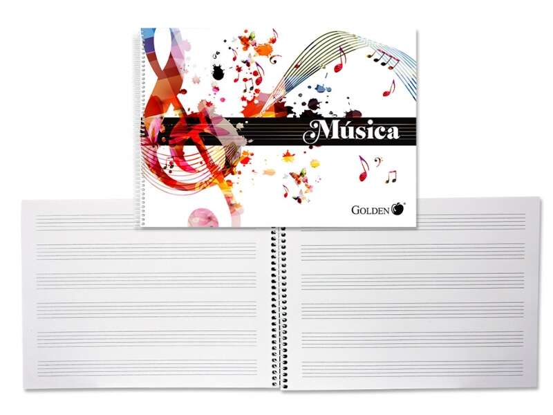 Golden Cuaderno de Musica con 20 Hojas - Interlineado de 3mm - Papel de 100gr · Pack de 20 uds.