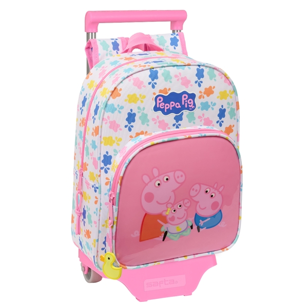 Safta Peppa Pig Baby Pig Mochila con Carro - Portabotellas - Hombreras Acolchadas - Asa Superior - Mochila Extraible - Material Resistente - 10L - 26x11x67cm - Color Rosa