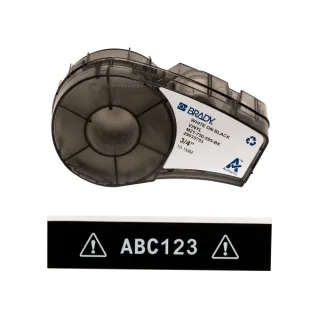 Brady M21-750-595-BK Cinta de Etiquetas Original Vinilo - Texto Blanco sobre Fondo Negro - Ancho 19,1mm x 6,40m