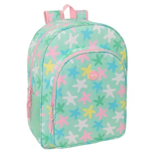 Safta Estrellas Mochila - Adaptable a Carro - Bolsillo Frontal - Portabotellas - Cremallera con Doble Tirador - Asa de Mano - Hombreras y Espalda Acolchada - 33x42x14cm - Color Verde