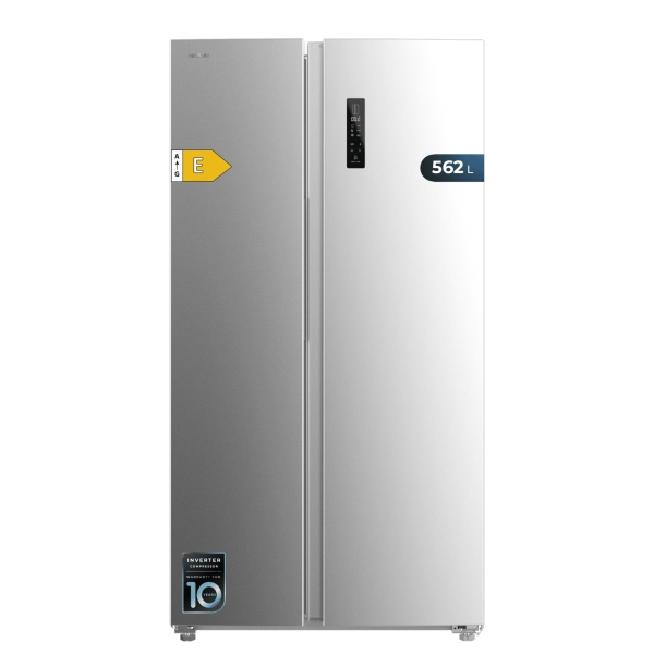 Cecotec Bolero CoolMarket SBS 562 Inox E Frigorifico Americano - Capacidad 562L - Luz LED - Compresor Inverter - Nofrost - Frio Envolvente - Silencioso - Clase E - 91.2x70.4x177cm - Color Ac