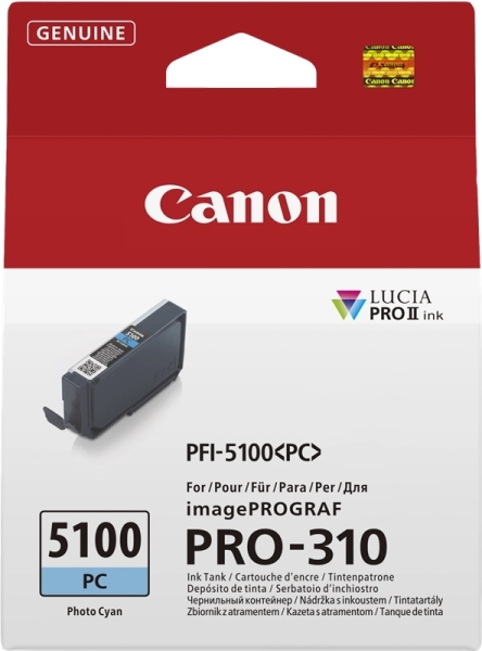 Canon PFI5100 Cyan Photo Cartucho de Tinta Original - 6956C001/PFI-5100PC