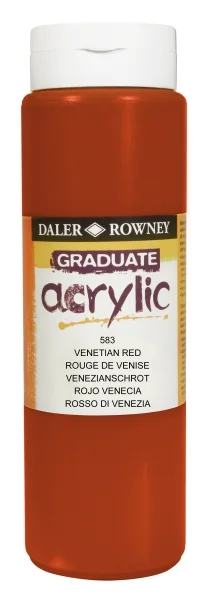 Daler Rowney Graduate Pintura Acrilica - Botella de Plastico - 500ml - Color Rojo Veneciano