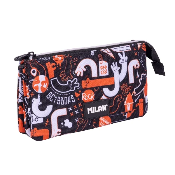 Milan Fingers Estuche Portatodo - 5 Compartimentos - 22x12x4cm - Color Naranja