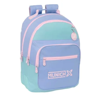 Safta Munich Mellow Mochila con 2 Compartimentos - Antirozaduras - Adaptable a Carro - Bolsillo Frontal - Portabotellas - Tirador Doble - Hombreras Ergonomicas - 320x150x420mm - Color Azul C