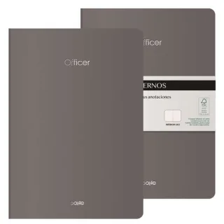 Dohe Officer Cuaderno Notebook A4 40 Hojas Lisas - Papel Ahuesado 90 g/m2 - Tapa en Cartulina 300g/m2 - Color Gris · Pack de 2 uds.