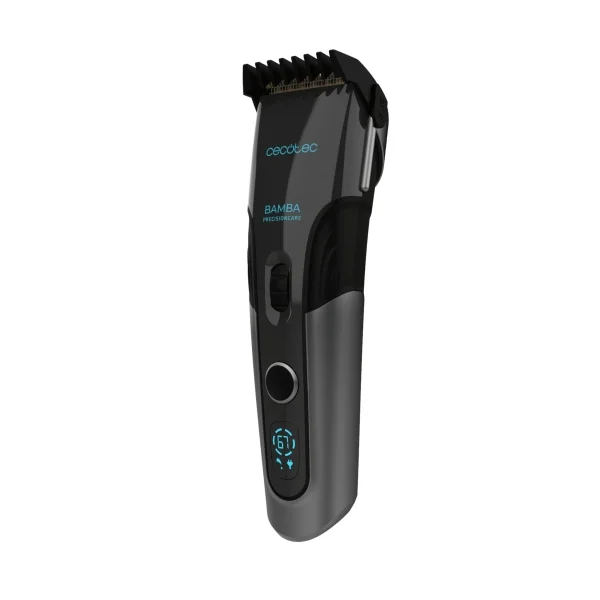 Cecotec Bamba PrecisionCare Titan Cortapelos Inalambrico - Cuchillas de Titanio - Bateria de 90min de Autonomia - 3 Peines Guia - Uso con y sin Cable - Bloqueo de Seguridad - Color Negro