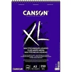 Canson XL Mix Media Fluido Album Espiral de 30 Hojas A3 - 250g - Grano Fino - Color Blanco