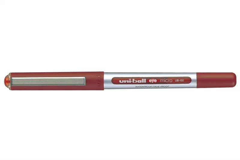 Uni-ball Eye Micro UB-150 Boligrafo de Tinta Liquida - Punta de Bola 0.5mm - Tinta Resistente al Agua y Luz - Sistema de Control de Tinta - Ventana de Nivel de Tinta - Color Rojo · Pack de 12 uds.