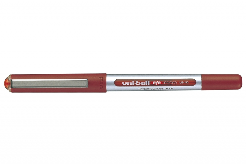 Uni-ball Eye Micro UB-150 Boligrafo de Tinta Liquida - Punta de Bola 0.5mm - Tinta Resistente al Agua y Luz - Sistema de Control de Tinta - Ventana de Nivel de Tinta - Color Rojo · Pack de 12 uds.