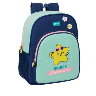 Safta Mr. Wonderful Estrella Mochila - 15L - Adaptable a Carro - Bolsillo Frontal - Portabotellas - Cremallera con Doble Tirador - Asa de Mano - Espalda Acolchada - 32x38x12cm - Color Turque