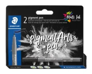 Staedtler 376 Pack de 2 Rotuladores Punta de Fibra Redonda - Ancho de Linea aprox. 1,0mm - Colores Vivos y Brillantes - No Amarillea con el Paso del Tiempo - Nueva Tinta Multi Ink - Pigmento