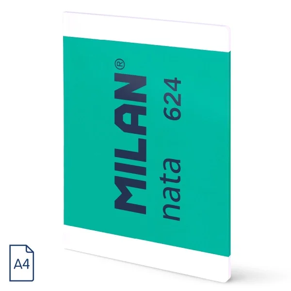 Milan Nata 624 Libreta Encolada Formato A4 Liso - 48 Hojas de 95 gr/m2 - Microperforado - Color Verde