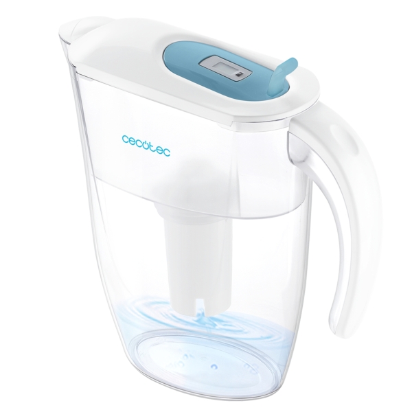 Cecotec H2ONature 2400 Active Jarra Purificadora de Agua - Filtro de 4 Capas - Capacidad de 2.4L - Indicador LCD - 3 Filtros - Tapa Extraible - Apto para Puerta de Refrigerador - Color Blanc