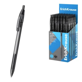 ErichKrause R-301 Matic Original Boligrafo Retractil - Punta de 1.0mm - Trazo 0.5mm - Color Negro · Pack de 50 uds.