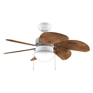 Cecotec EnergySilence Aero 365 WhiteandWood Ventilador de Techo con 6 Aspas Reversibles y Lampara - 50W - Diametro de 36" - 3 Velocidades - Modo Invierno/Verano - Control por Cadena - Color