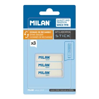 Milan Pack de 3 Gomas de Recambio para Afilaborra Stick - Color Blanco