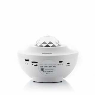 Innovagoods Sedlay Proyector de Estrellas con Altavoz - Bluetooth - Cable 145cm - Luz LED - Temporizador - Antideslizante - Apagado Automatico - 17x12.5cm - Color Blanco