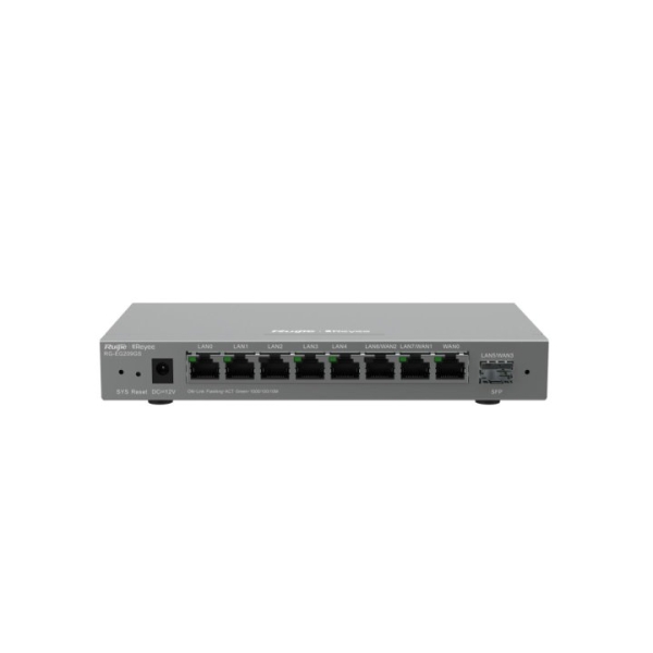 Ruijie RG-EG209GS Router de Sobremesa - 9 Puertos - Ethernet - SFP - Velocidad hasta 600Mbps - Capacidad hasta 200 Usuarios - Gestion en la Nube - Color Gris