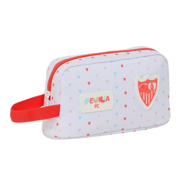 Safta Sevilla FC Bolsa Preescolar Isotermica Porta Alimentos - Asa de Mano Lateral - Cremallera - 21.5x12x6.5cm - Color Blanco y Rojo