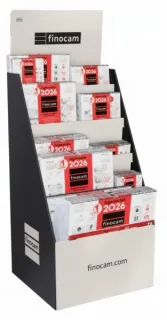 Finocam Expositor de Pie con 125 Calendarios Neutros Surtidos - Anual 2026 - Estructura de Carton - Color Surtidos