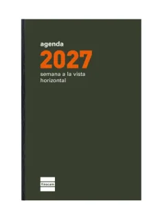 Finocam P394 Recambio para Agenda Plana - Anual 2027 - Semana Vista Horizontal - Formato PL3 - 82x127mm - Papel de 60g/m2 - Color Crema