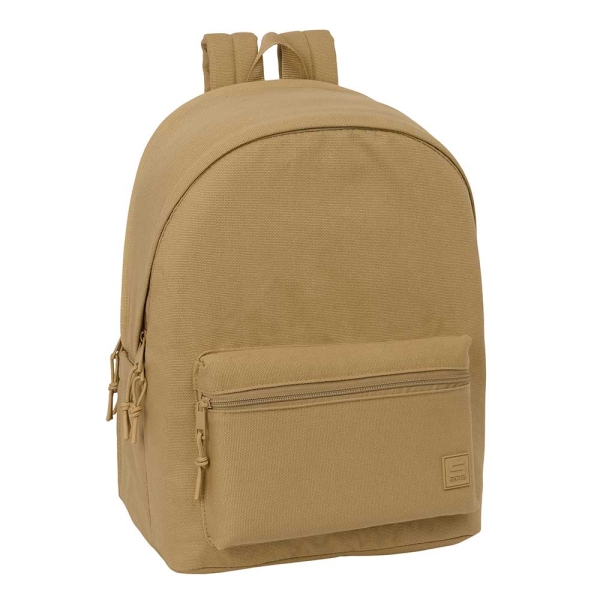 Safta Basic Mochila para Portatiles hasta 15.6" - Antirrobo - Bolsillo para Tablet hasta 11" - Asa de Mano - Conector USB - Acolchada - 31x44x18cm - Color Marron