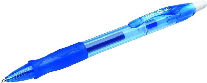 Bic Gel-ocity Original Boligrafo de Tinta Gel Retractil - Punta Media de 0.7mm - Recargable - Grip de Goma - Clip de Plastico - Color Azul · Pack de 12 uds.