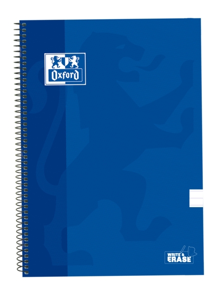 Oxford School Classic Cuaderno Espiral Tapa Extradura Write&Erase - Folio 1 Linea con Margen - 80 Hojas - Color Azul Marino · Pack de 5 uds.