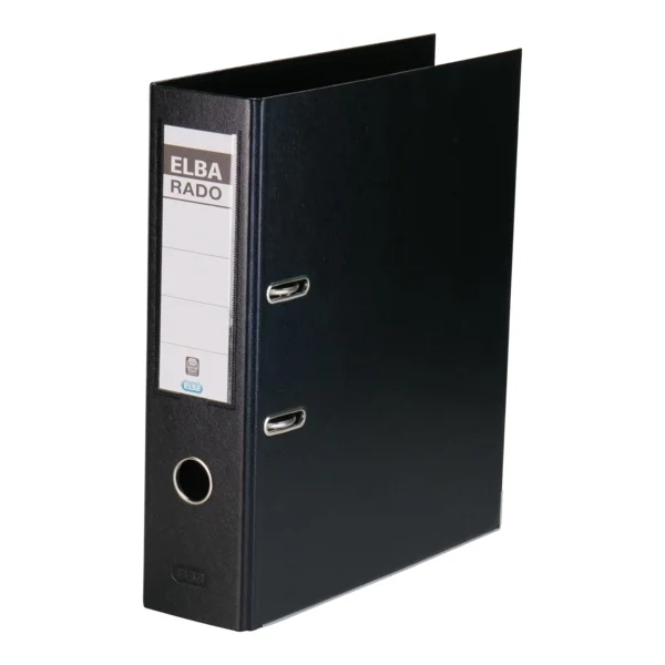 Elba Plast Archivador Tamaño A4 - Ancho 80mm - Con Palanca y Rado - Resistente y Duradero - Fabricado en PVC - Color Negro