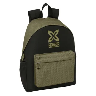 Safta Munich West Mochila para Portatil hasta 14.1" - Portabotellas - Tirador Doble - Hombreras Ergonomicas - Espalda Acolchada - Asa Superior - 310x130x430mm - Color Negro y Verde