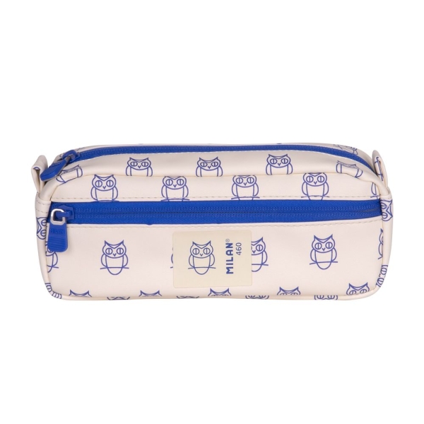 Milan Coleccion 460 Portatodo Rectangular - 2 Compartimentos con Cremallera - Color Beige/Azul