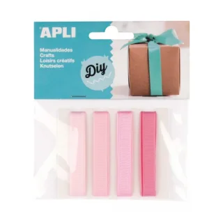 Apli Pack de 4 Cintas de Tela - Ideales para Manualidades - Scrapbooking - Envolver Regalos - Decoraciones para Eventos y Accesorios - Color Rosa