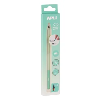 Apli Infinite Pencil Nordik Pack de Lapiz Infinito HB + Mina de Recambio + Tapon Protector - Para Escribir hasta 16km - Color Verde