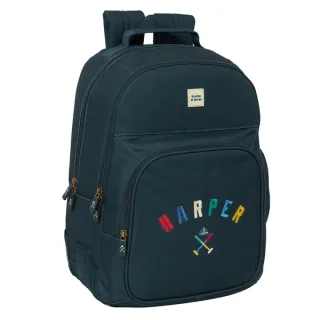 Safta Harper and Neyer Mochila con 2 Compartimentos - Antirozaduras - Adaptable a Carro - Bolsillo Frontal - Portabotellas - Tirador Doble - Hombreras Ergonomicas - 320x150x420mm - Color Azu