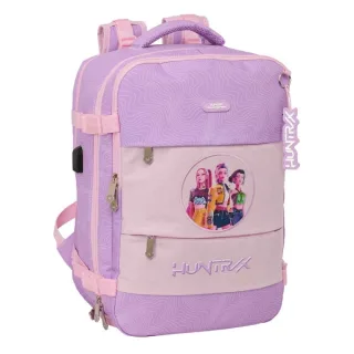 Safta K-Pop Demon Hunters Iconic Mochila de Cabina - Bolsillo para Portatil hasta 15.6" - Portabotellas - USB - Zapatillero - Transpirable - Acolchada - 29x44x19cm - Color Lavanda