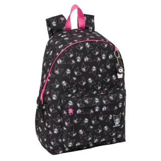 Safta Kuromi Mochila para Portatil hasta 14.1" - Interior Acolchado - Bolsillo Frontal - Portabotellas - Tirador Doble - Hombreras Ergonomicas - Asa Superior - 310x130x430mm - Color Negro y