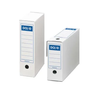 Dohe Caja de Archivo Definitivo - Tamaño Folio - Medidas 255x355x100mm - Utilizable en Horizontal y Vertical - Facil Montaje - Color Blanco · Pack de 50 uds.