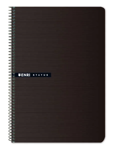 Enri Status Cuaderno Espiral Tamaño 4º Cuadricula 4mm 100 Hojas con Margen - Tapa Dura - Color Negro